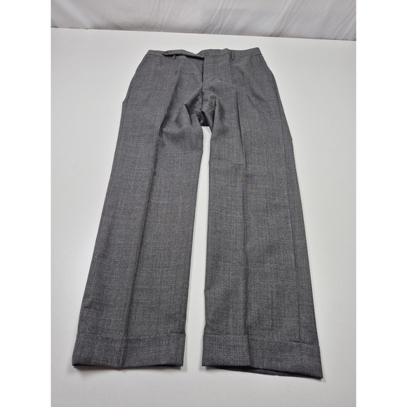 Rota Pantaloni Pants Mens 32x28 Gray Virgin Wool Flat Front Cuffed Italy 46